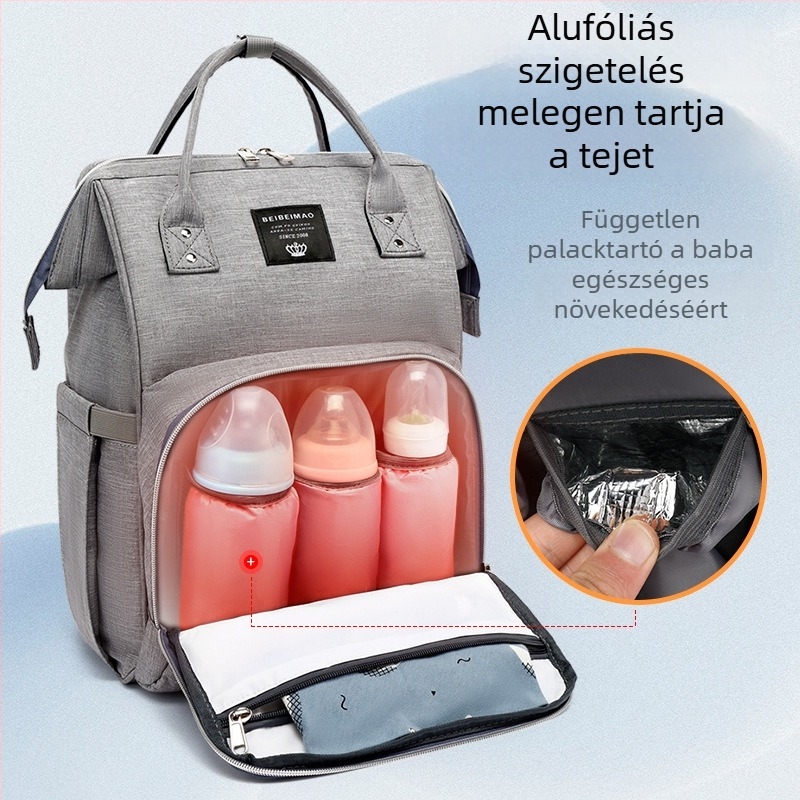 Koreai stílusú mamák hátizsák, 20–35L kapacitás, vízálló poliészter, cipzár