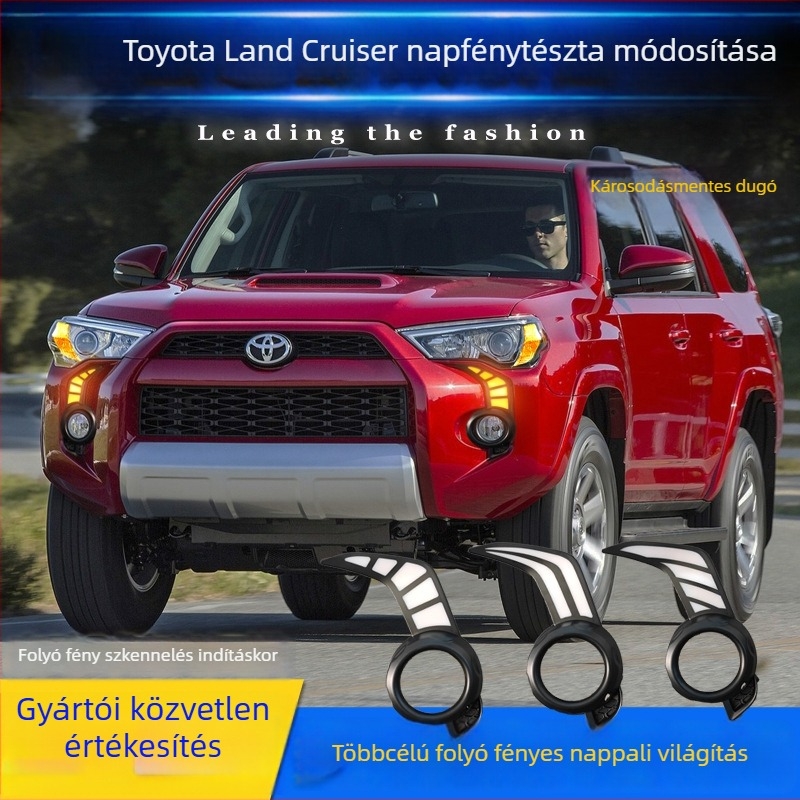 Toyota 4Runner 2013-2021 Super Dominator LED nappali fények ködfényszóróval és indexlámpával, ABS+PC, 12V, 5-10W, 60 000 óra, 50 000 lm