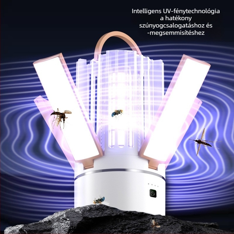 3-in-1 kültéri szúnyogölő lámpa LED-del, 220V, asztali vagy falra szerelhető, modell 638, testreszabható