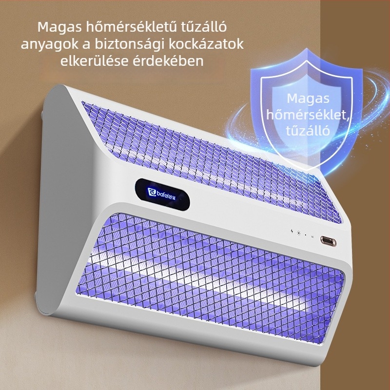 Type-C töltésű rovarriasztó lámpa, beépített akkumulátor 1001–1600 mAh, 41–60 m²-es hatótávolság, LED világítás, elektromos sokk a szúnyogok ellen