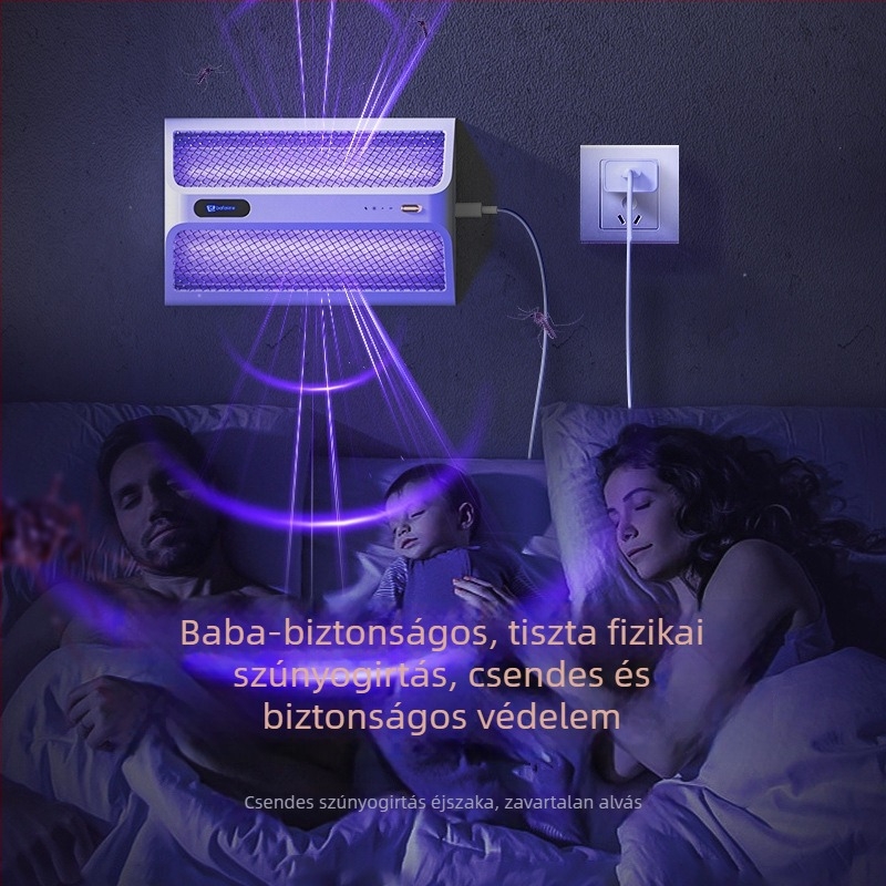 Type-C töltésű rovarriasztó lámpa, beépített akkumulátor 1001–1600 mAh, 41–60 m²-es hatótávolság, LED világítás, elektromos sokk a szúnyogok ellen