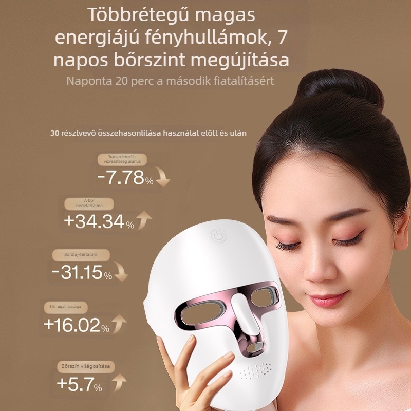 Fényterápiás szépségmaszk LED fénnyel, újratölthető, kereskedelmi használatra, enyhíti a fáradtságot