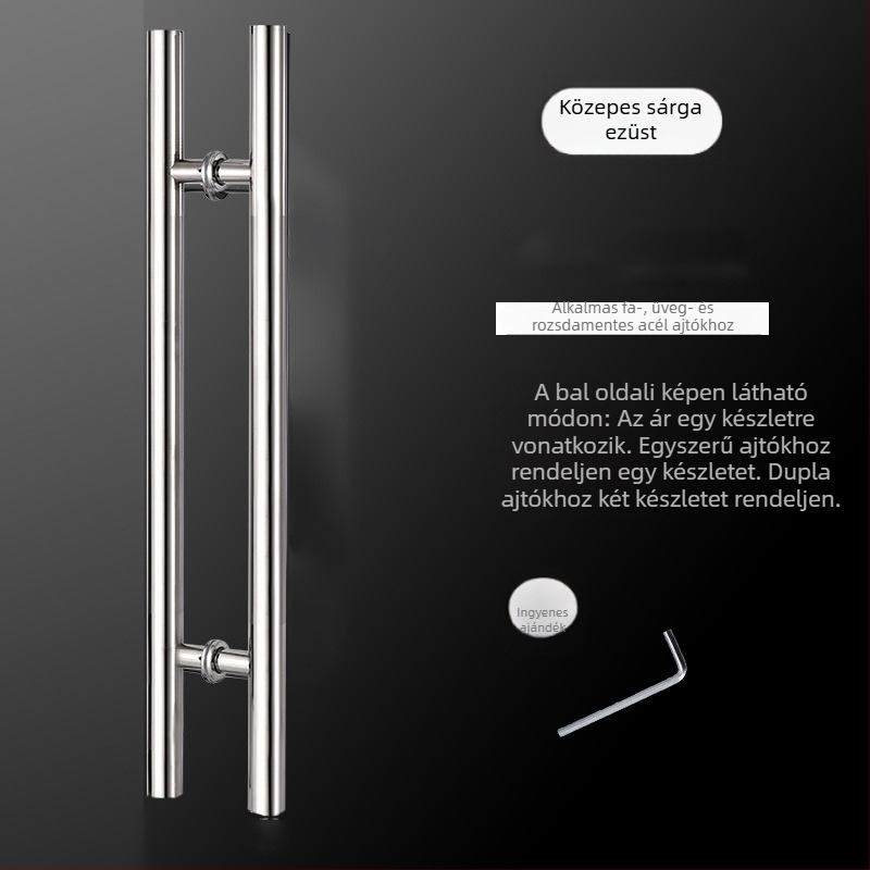 Csúszó ajtó fogantyú rozsdamentes acélból, modell 002, modern minimalista stílus, üveg- és fa ajtókhoz