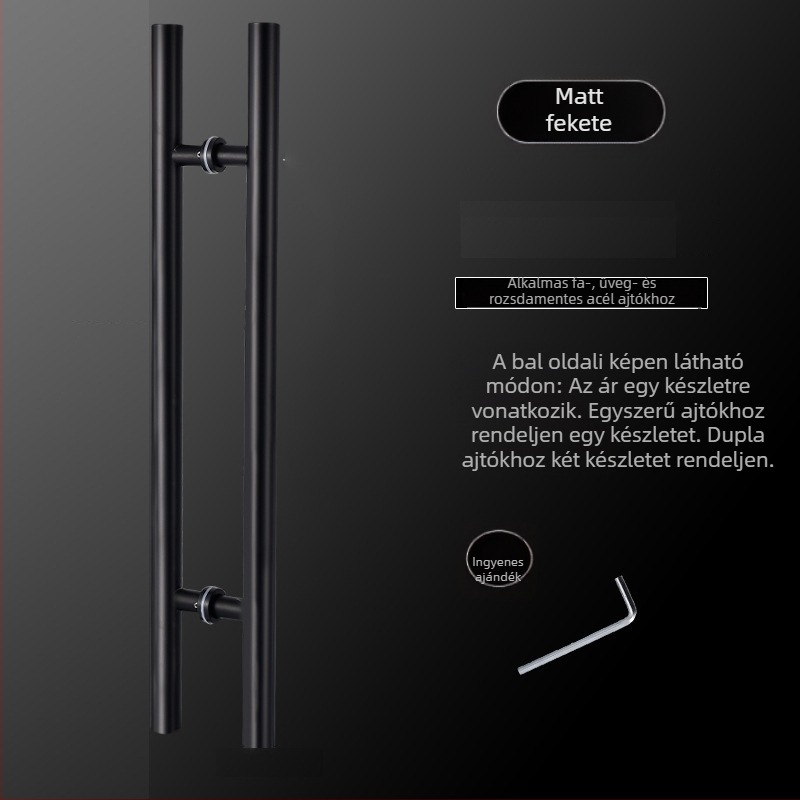 Csúszó ajtó fogantyú rozsdamentes acélból, modell 002, modern minimalista stílus, üveg- és fa ajtókhoz