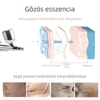 Kézben tartható, újratölthető nano oxigén befecskendező készülék arcbőrápoláshoz, magas nyomású airbrush-atomizálás, IPX4 vízálló