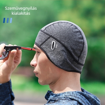 Sportes sapka szemüveg lyukkal, fleece béléssel, poliészter/flis, uniszex felnőttek, kültéri használatra