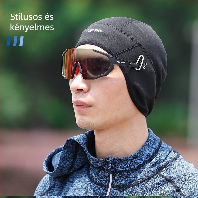 Sportes sapka szemüveg lyukkal, fleece béléssel, poliészter/flis, uniszex felnőttek, kültéri használatra