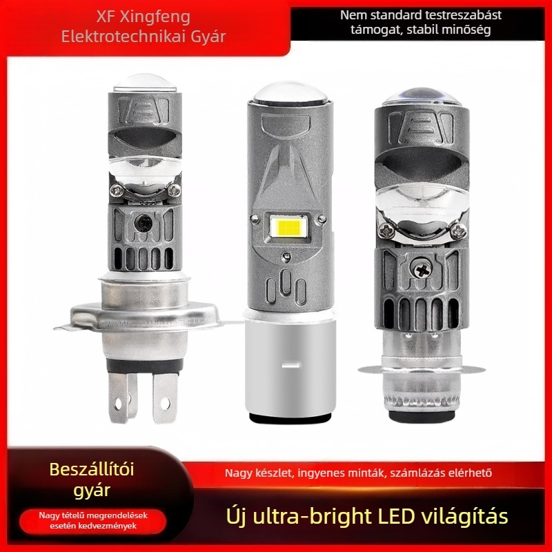 Motorkerékpár LED fényszóró H4/H6/HS1/P15D/BA20D, 10W, alumínium, 12–80V