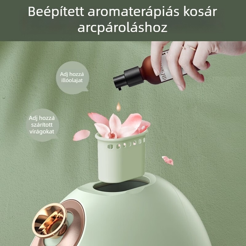 Meix otthoni arctisztító gőzölő aromaterápiával, forró és hideg kettős permet, 2 sebesség, elektroplated burkolat, köd idő 31–60 s