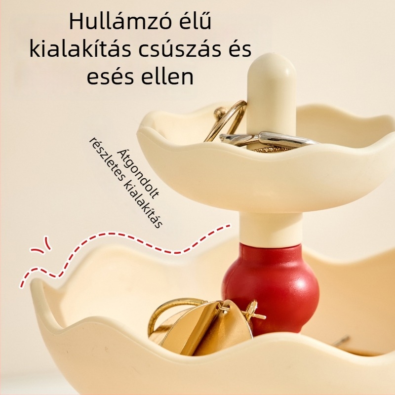 3-szintes asztali ékszer rendező, műanyag, modern minimalist stílus, többfunkciós ékszer rendező