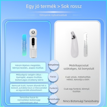 MR-01A Ultrahangos mitesszer-eltávolító meleg-kompresszióval és hidratálással, 3 sebesség, hordozható arcápoló készülék