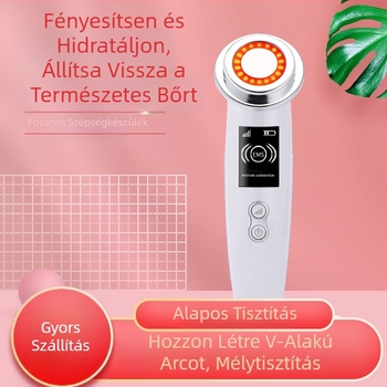Családi arcápoló eszköz foton terápiával: negatív ionok, ultrahang, színes fény, pozitív ionok; hordozható, beépített akkumulátor nélkül, IPX0, otthoni használatra