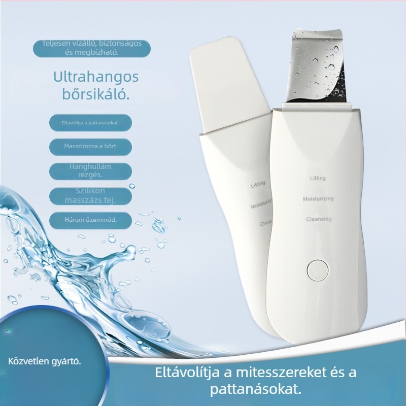 Ultrahangos pórustisztító készülék ionos tisztítással, hordozható otthoni használatra, mitesszer eltávolító eszköz, IPX4, 500–800 mAh akkumulátor
