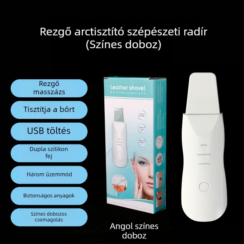 Ultrahangos pórustisztító készülék ionos tisztítással, hordozható otthoni használatra, mitesszer eltávolító eszköz, IPX4, 500–800 mAh akkumulátor