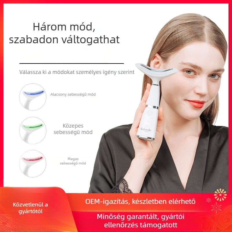 Yeahsmile arckezelő és nyakápoló készülék – hordozható otthoni használatra, masszázs és feszesítés, 300–500 mAh akkumulátor, rezgés és hőterápia, IPX0