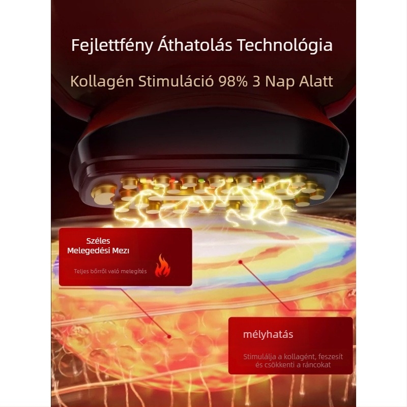 Vas alakú szépségkészülék otthoni használatra, arcfeszesítés és lifting, kollagén booster és széruminfúziós eszköz frekvenciás technológiával