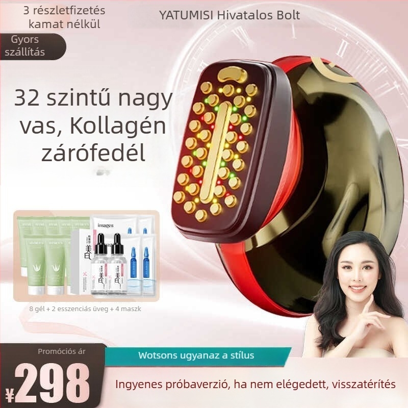 Vas alakú szépségkészülék otthoni használatra, arcfeszesítés és lifting, kollagén booster és széruminfúziós eszköz frekvenciás technológiával