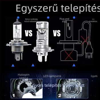 Új LED motorkerékpár lámpa H4 lencsével, közvetlen csatlakozás, rendkívül fényes távolsági és közelfény
