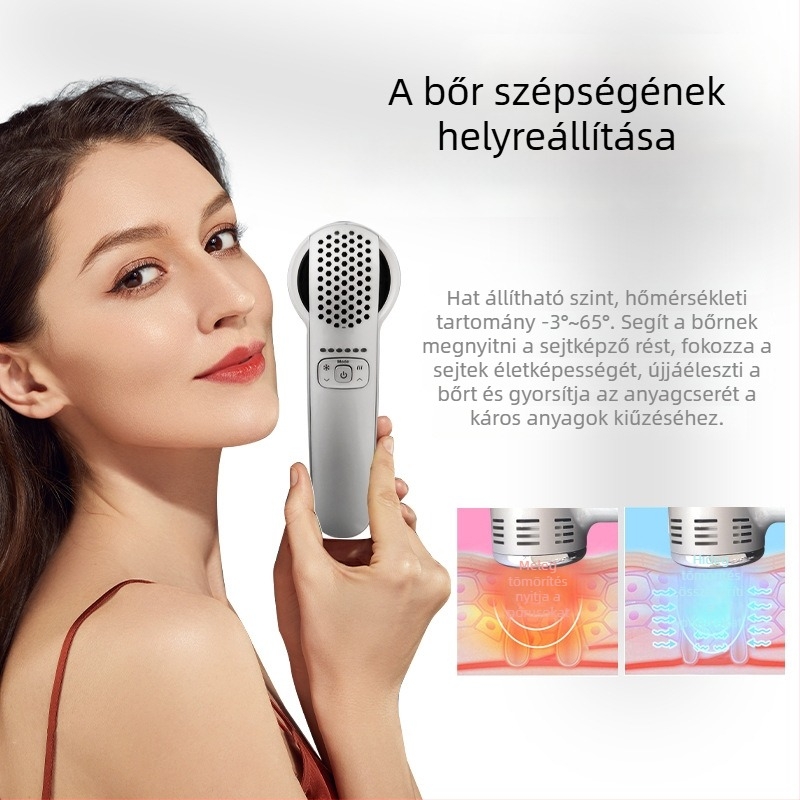 Meleg és hideg kézi szépségápolási eszköz a bőrfeszesítésre – hordozható, hálózatról működik, otthoni használatra, IPX3 vízálló, pórusösszehúzás