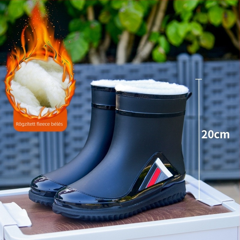 Uniszex PVC esőcsizmák középmagasak, vízállóak, csúszásmentesek, fleece-béléses
