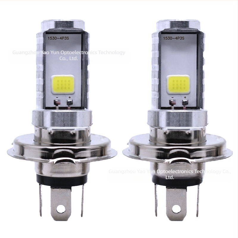 LED motorkerékpár fényszóró kétoldali beépített COB spotokkal, 12V, 900-1100 lm, 3.9 W, kompatibilis H4/PX15D/BA20D