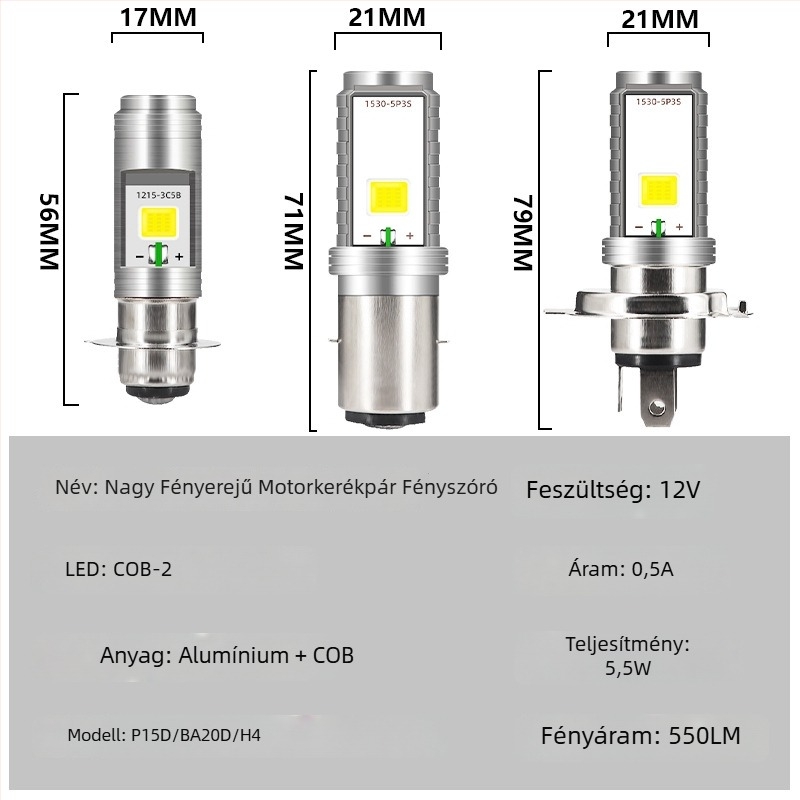 Kétoldalas COB LED fényszóró autókhoz, motorkerékpárokhoz és elektromos járművekhez, univerzális, P15D BA20D