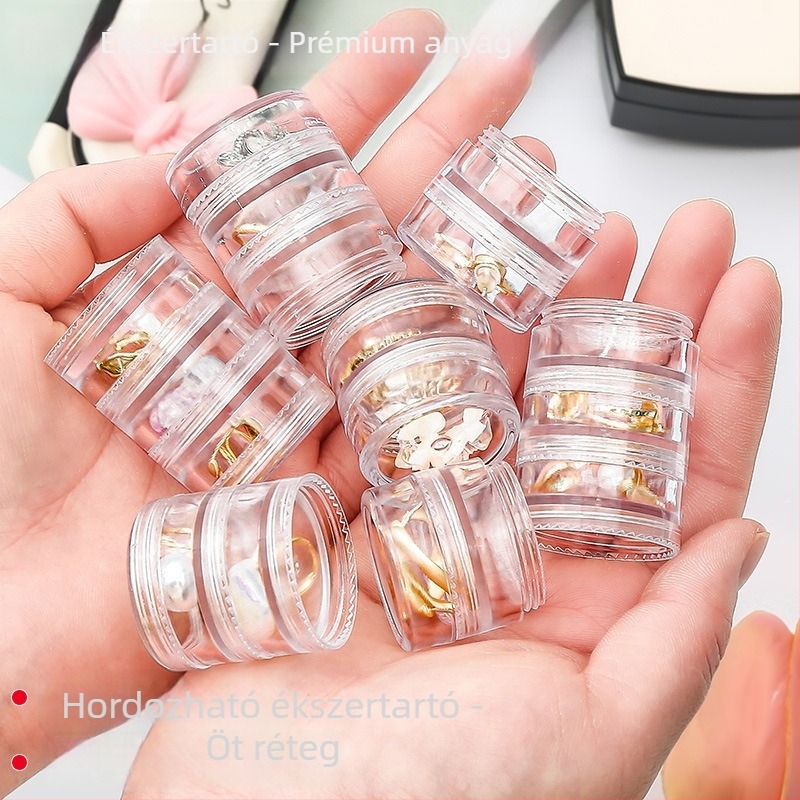 5‑rétegű utazó ékszer tároló doboz, átlátszó műanyag szervező, hordozható és porálló, asztali használatra