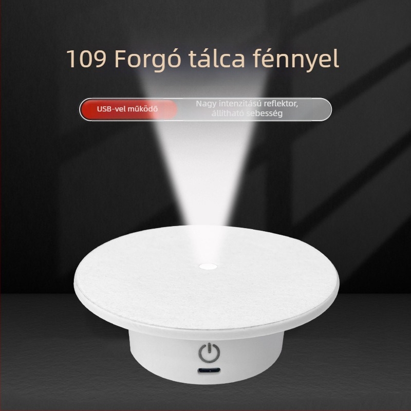 Egydarabos ABS kör alakú forgó bemutató állvány világítással és dimmer gombbal
