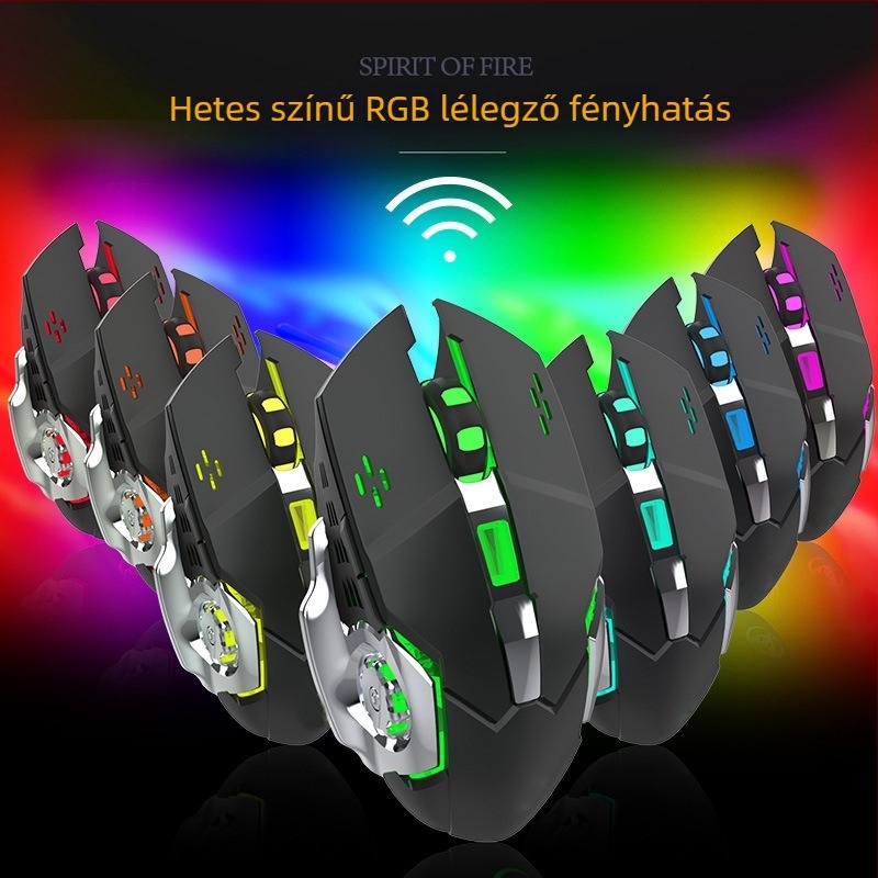 Optikai vezeték nélküli egér, kettős 2.4G/Bluetooth mód, 1600 DPI, 6 gomb, USB interfész (öt DPI-szint)