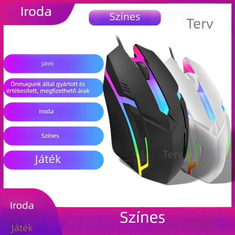 JM318 vezetékes optikai gamer egér, USB, 1600 DPI, 4 gombok