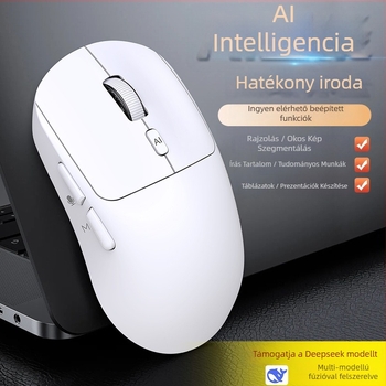 Vezeték nélküli AI hangegér V18 — Fordítás és AI asszisztens (2.4G+Bluetooth, 3500dpi, 3 gomb, USB, 10 m hatótáv)