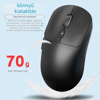 Vezeték nélküli AI hangegér V18 — Fordítás és AI asszisztens (2.4G+Bluetooth, 3500dpi, 3 gomb, USB, 10 m hatótáv)