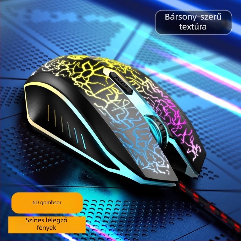 G10 gamer egér USB-kábeles, optikai érzékelő, DPI 800-2400, 3 gomb, ergonómikus