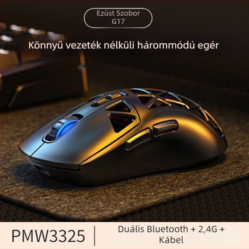 Carving G17 vezeték nélküli gamer egér, 10000 DPI, 7 gomb, 3-módú csatlakozás (kábellel, Bluetooth, 2.4G), USB interfész, ergonómikus kialakítás
