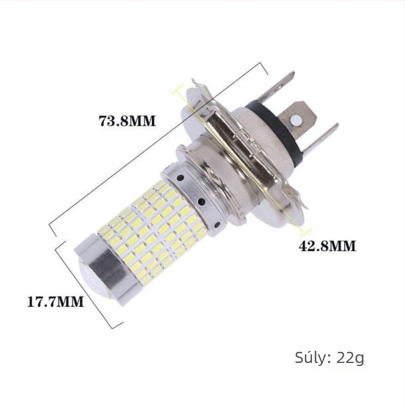 Tcyato Motorkerékpár Fényszóróizzó H4 P15D BA20D, 144 SMD, Szuper fényes fehér LED 12V