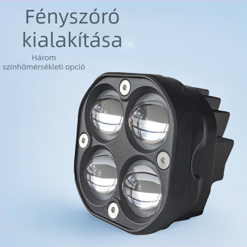 LED négyszögletes fényszóró motorkerékpárhoz, négylevelű lóhere dizájn, dupla fényvetés, off-road világítás