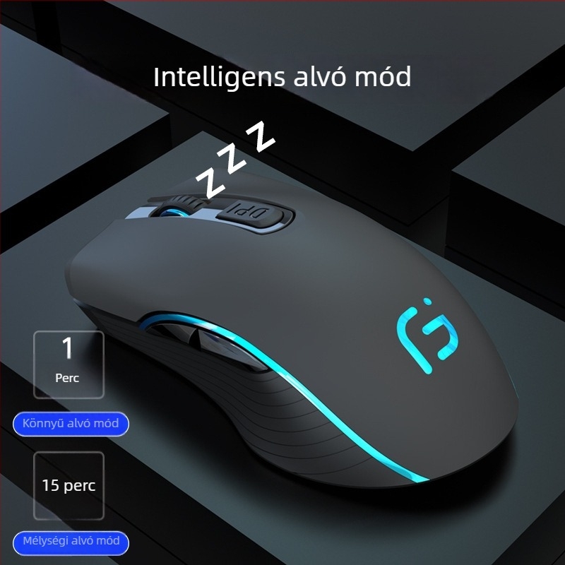 Vezeték nélküli optikai egér, újratölthető, kétüzemmódban Bluetooth és 2.4G, 2400dpi, 6 gomb, USB interfész, laptophoz