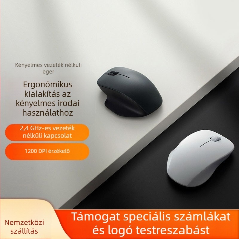 Vezeték nélküli optikai egér, 1200dpi, 2 gomb, 2.4G USB-vevő, asztali számítógépekhez, működik egy AA elemről