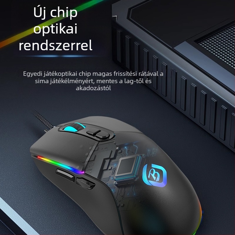 Vezetékes játék egér USB 1000dpi 6 gombos, 1,5 m kábel