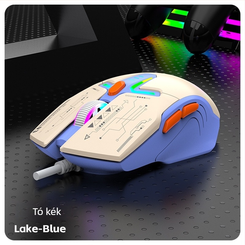 H6 optikai játék egér, USB-kábeles, 6 gombos