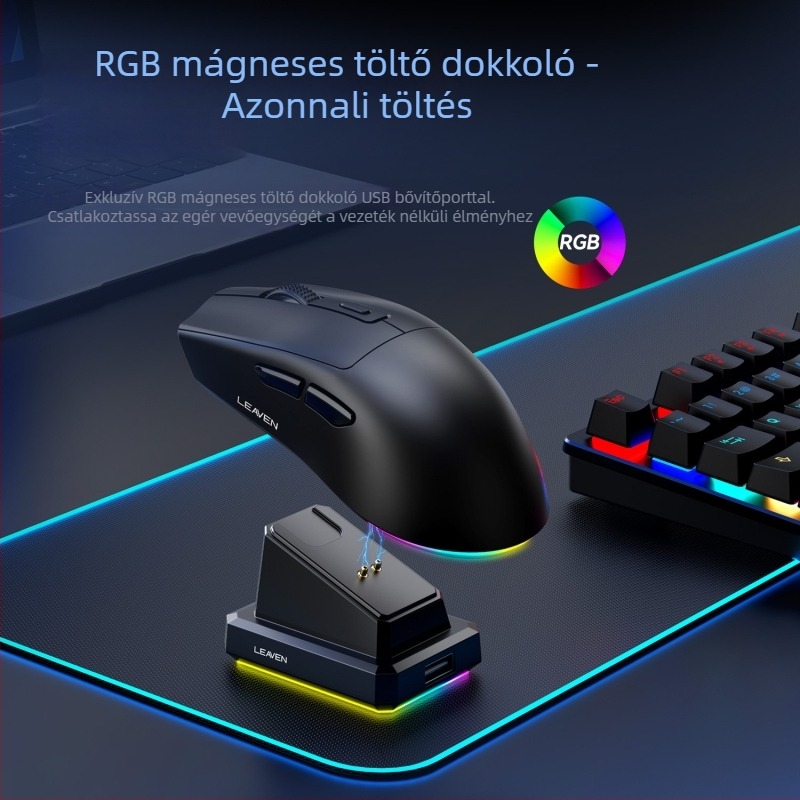 Crack X3 Bluetooth vezeték nélküli egér kétmódú és töltőbázissal, könnyű laptopos játék- és e-sport egér