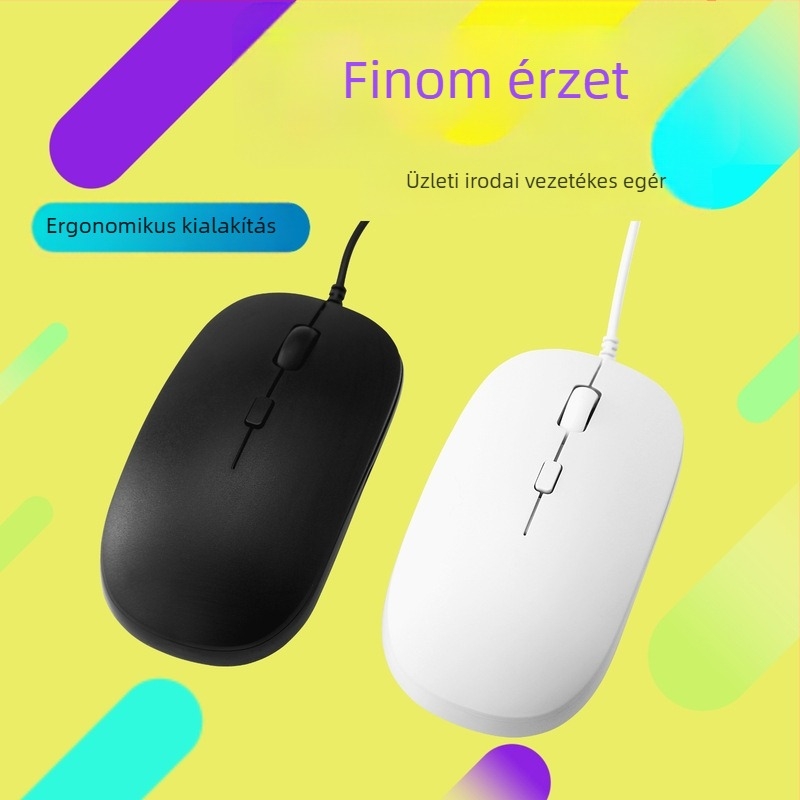 Vezetékes USB egér hanggal – otthonra és irodába, asztali számítógéphez és laptophoz, univerzális USB gaming egér