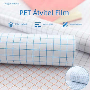 PET öntapadós transzferpapír rácsos mintával — téglalap alakú, eltávolítható ragasztó, Glassine hátlap