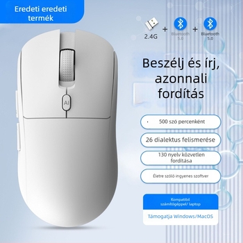 Kettős üzemmódú vezeték nélküli egér: Bluetooth + 2,4 GHz, újratölthető, 4000 DPI, 6 gomb, Ergonomikus kialakítás
