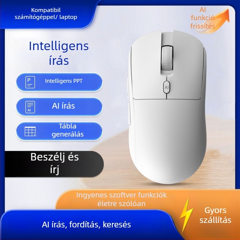 Kettős üzemmódú vezeték nélküli egér: Bluetooth + 2,4 GHz, újratölthető, 4000 DPI, 6 gomb, Ergonomikus kialakítás