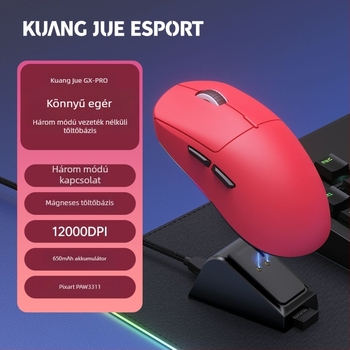 3-módos Bluetooth gaming egér vezeték nélküli töltőállvánnyal, 5600DPI, 4 gomb, ergonómikus