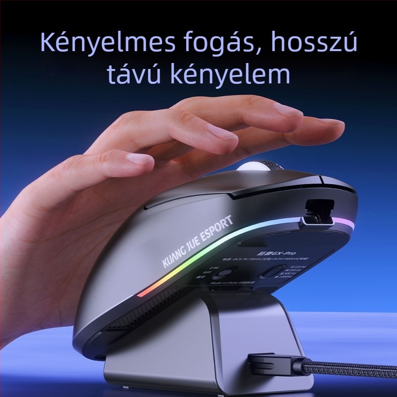 3-módos Bluetooth gaming egér vezeték nélküli töltőállvánnyal, 5600DPI, 4 gomb, ergonómikus