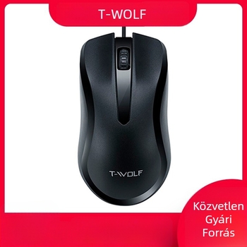 Kábeles optikai egér, T-Wolf Thunder Wolf V12/V13, USB, 1000 DPI, 3 gomb, ergonómikus laptophoz