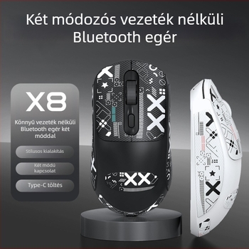 Thunder Wolf X8 vezeték nélküli egér üzleti és játékhoz, csendes működés, 2.4G/Bluetooth, 4 gomb, 1600 DPI, anti-slip matricával