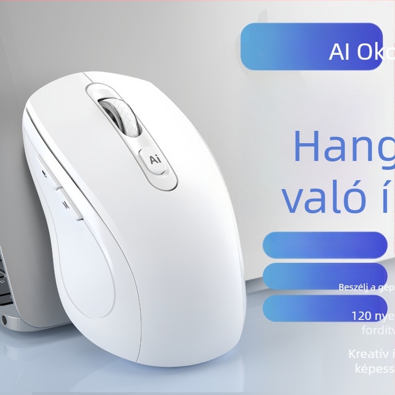 Vezeték nélküli egér 4000 DPI, 6 gomb, USB interfész, 2.4G + Bluetooth, beépített újratölthető akkumulátor, ergonómikus kialakítás